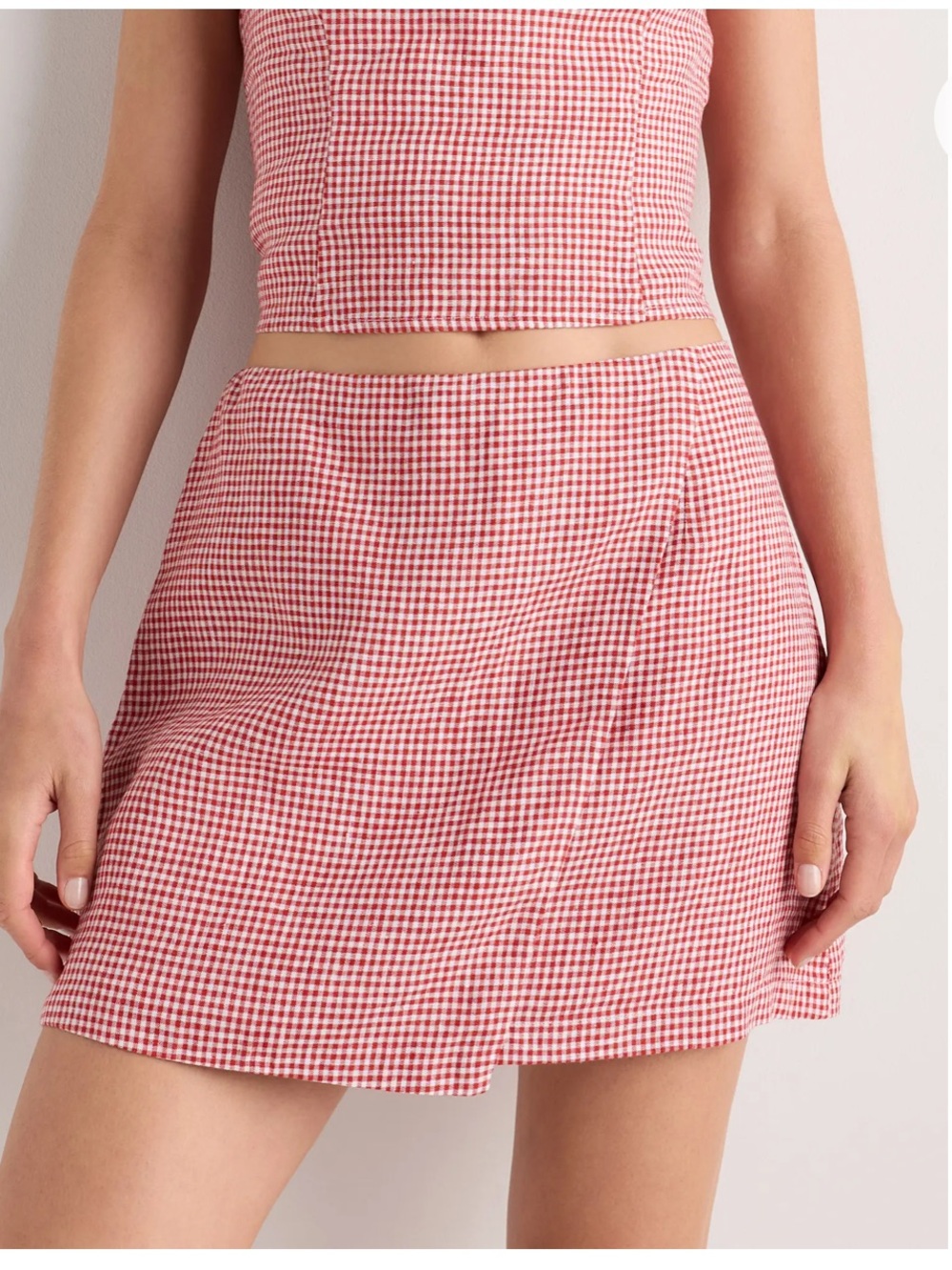 Quince Red Classic Mini Gingham Skort